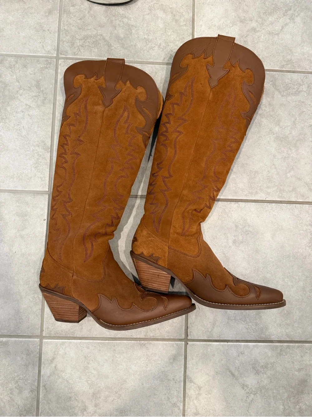 dingo Chestnut Brown Suede Over-the-Knee Western Boots